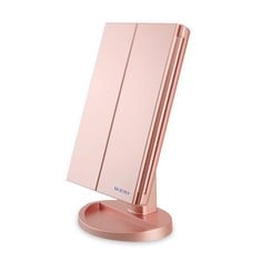 2 X WEILY COSMETIC MAKE-UP MIRROR, ADJUSTABLE LED LIGHT, WITH 1X/2X/3X MAGNIFICATION, 180° ROTATION, DOUBLE POWER SUPPLY, WORKTOP (ROSE GOLD) - LOCATION 36A.