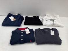 5 X JACK & JONES CLOTHING VARIOUS SIZES AND STYLES INCLUDING NAVY BLUE POLO SHIRT SIZE XS - LOCATION 9B.