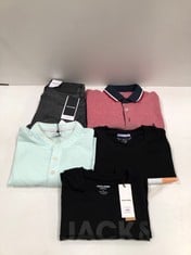 5 X JACK AND JONES CLOTHING VARIOUS SIZES AND STYLES INCLUDING LIGHT BLUE POLO SHIRT SIZE L - LOCATION 45B.