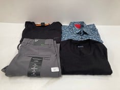 4 X HUGO BOSS GARMENTS VARIOUS SIZES AND MODELS INCLUDING GREY TROUSERS SIZE 46- LOCATION 35B.