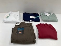 5 X GARMENTS OF VARIOUS SIZES, MAKES AND MODELS INCLUDING GREEN CALVIN KLEIN POLO SHIRT SIZE L - LOCATION 28B.