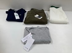 5 X GARMENTS OF VARIOUS SIZES, MAKES AND MODELS INCLUDING WHITE LACOSTE TROUSERS SIZE 32 - LOCATION 28B.