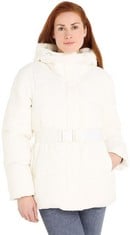 CALVIN KLEIN JEANS LOGO BELT SHORT PUFFER, WOMEN'S QUILTED JACKETS, WHITE (IVORY), L - LOCATION 13C.