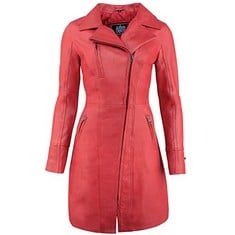 URBAN 5884 JANICE LADIES | WOMEN'S LEATHER JACKET | ELEGANT SOFT LAMBSKIN JACKET FOR WOMEN | LONG MODEL | RED | L - LOCATION 13C.