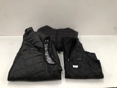 3 X BLACK HEATED COAT AND WAISTCOATS IN VARIOUS SIZES - LOCATION 29C.