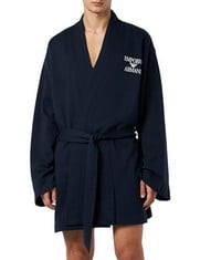 EMPORIO ARMANI UNDERWEAR EMPORIO ARMANI MEN'S ICONIC TERRY KIMONO, MEN'S NIGHTGOWN, MARINE, S-M - LOCATION 29C.