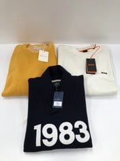 3 X JUMPERS AND SWEATSHIRTS VARIOUS BRANDS, SIZES AND MODELS INCLUDING BOSS BEIGE SWEATSHIRT SIZE M - LOCATION 45C.