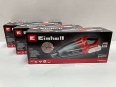 3 X EINHELL CORDLESS HAND HOOVER TE-VC 18 LI-SOLO POWER X-CHANGE (LITHIUM-ION, 540 ML DUST CONTAINER, INCL. 3 NOZZLES, EXTENSION, WALL BRACKET, WITHOUT BATTERY AND CHARGER - LOCATION 38A. 3 NOZZLES,