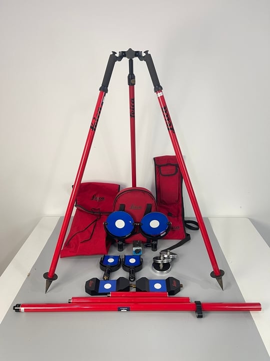 Leica Twin Target Pole Set + Tripod, With Accessories  (VAT ONLY PAYABLE ON BUYERS PREMIUM)