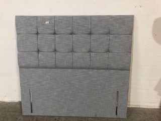 SLATE GREY COLOURED FABRIC QUILTED PADDED DOUBLE HEADBOARD