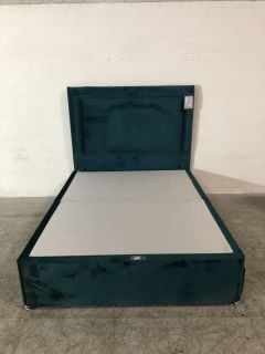 PHLATO GREEN TWO DRAW TWO COMPARTMENT DIVAN BED INCLUDE BULGARI PHLATO GREEN FULL DEPTH HEADBOARD L200 X W150CM