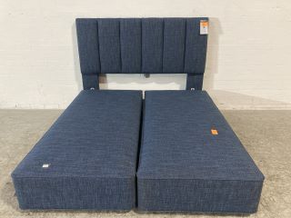 HARRISON SPRINKS VIENNA DENIM BLUE COLOURED 2 PART DIVAN BED TO INCLUDE HARRISON SPINKS HEADBOARD L200 X W180CM