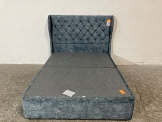 OCEAN BLUE COLOURED FABRIC 150CM 2 DRAW DIVAN TO INCLUDE PARIS OCEAN BLUE COLOURED 150CM STATEMENT HEADBOARD RRP £1199 L200 X W150CM