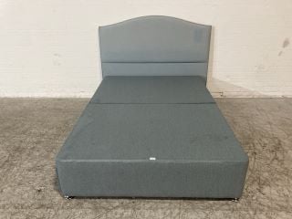 GEM BLUE COLOURED FABRIC 4 DRAW 2 PART DIVAN BED TO INCLUDE GEM BLUE COLOURED 150CM HEADBOARD