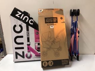 ZINC STUNT SCOOTER DETOUR & 2 X ITEMS TO INC MAMAS & PAPAS MY FIRST PRAM