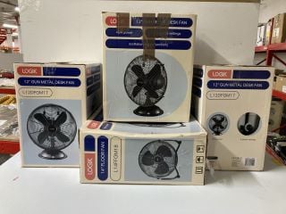 4 X LOGIK FANS INC. 12" GUN METAL DESK FAN