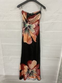 BLACK MOTIF FLORAL DRESS - UK SIZE: 10 - RRP: £138.00