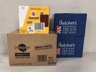 4 X ANIMAL FOOD ITEMS INC PEDIGREE RANCHOS STICKS (BB: 25/09/2024)