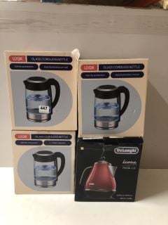 3 X LOGIK GLASS CORDLESS KETTLE