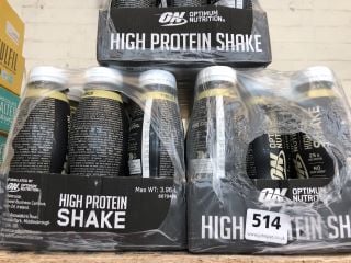 3 X PACKS OF OPTIMUM NUTRITION HIGH PROTEIN SHAKES (BB: 28/12/24)