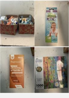 2X BOXES OF ITEMS INC CROSS AND GLORY PUZZLES AND GAMES  CITY GARDEN RAINBOW RETREAT