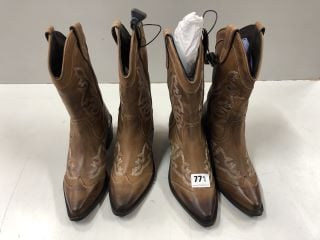 2 X COWBOY BOOTS UK SIZE:6