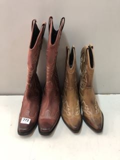 2 X COWBOY BOOTS UK SIZES: 4 AND 6