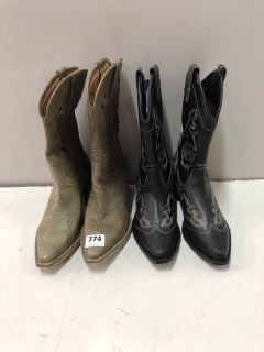 2 X COWBOYS BOOTS UK SIZES: 6