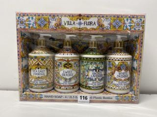 VILLA FLORA SET OF 4 HAND SOAPS TO INCLUDE ORCHID LAVENDER