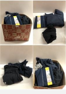 BOX OF CLOTHING ITEMS IN VARIOUS SIZES & DESIGNS