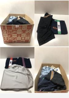 BOX OF CLOTHING ITEMS IN VARIOUS SIZES & DESIGNS