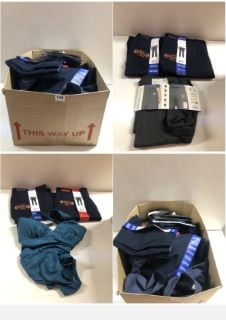 BOX OF CLOTHING ITEMS IN VARIOUS SIZES & DESIGNS