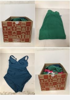 BOX OF CLOTHING IN VARIOUS SIZES & DESIGNS