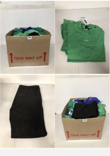 BOX OF CLOTHING IN VARIOUS SIZES & DESIGNS