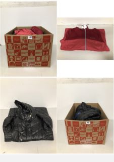 BOX OF CLOTHING IN VARIOUS SIZES & DESIGNS