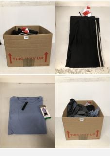 BOX OF CLOTHING IN VARIOUS SIZES & DESIGNS