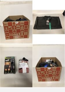 BOX OF CLOTHING IN VARIOUS SIZES & DESIGNS