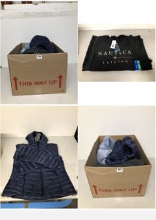 BOX OF CLOTHING IN VARIOUS SIZES & DESIGNS