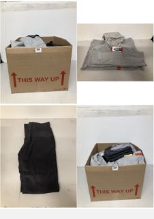 BOX OF CLOTHING IN VARIOUS SIZES & DESIGNS