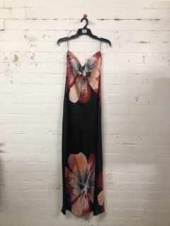 WOMEN'S DESIGNER FLORAL DRESS IN BLACK - SIZE UK 12