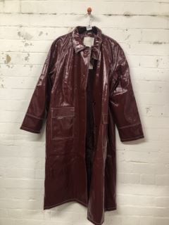 WOMEN'S DESIGNER LONG COAT IN SHINY RED - SIZE UK 16 - RRP £148