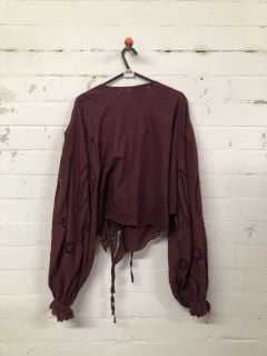 WOMEN'S DESIGNER CROPPED TOP IN WINE RED - SIZE ALL - RRP £98