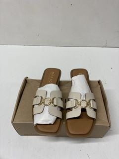 PAIR OF OFFICE SORRENTO GOLD TRIM SLIDES SIZE UK 5