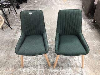 PAIR OF JOHN LEWIS GREEN FABRIC DINING CHAIRS