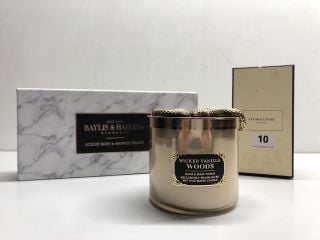 JO MALONE AND A BAYLISS AND HARDING GIFT SET AND A WICKED VANILLA WOODS SCENTED CANDLE