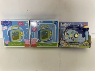 BLUEY BOOMBOX AND 2 X PEPPA PIG MUSICAL TVS