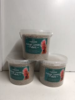 3 X 5 LITRE TUBS OF COPDOCK MILL RANGE LAYERS PELLETS CHICKEN FOOD BBE 17/10/24