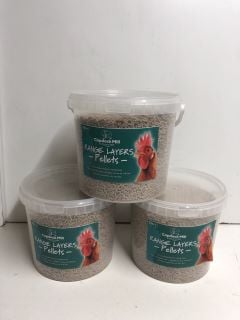 3 X 5 LITRE TUBS OF COPDOCK MILL RANGE LAYERS PELLETS CHICKEN FOOD BBE 17/10/24