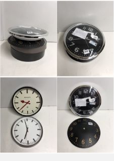 4 X WALL CLOCKS TO INCLUDE JONES AND ACCTIM