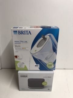 BRITA WATER FILTER JUG AND A JOSEPH JOSEPH FOOD WASTE CADDY